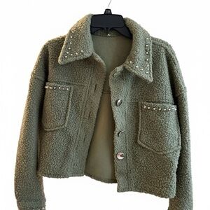 Women's Green Sherpa Jacket